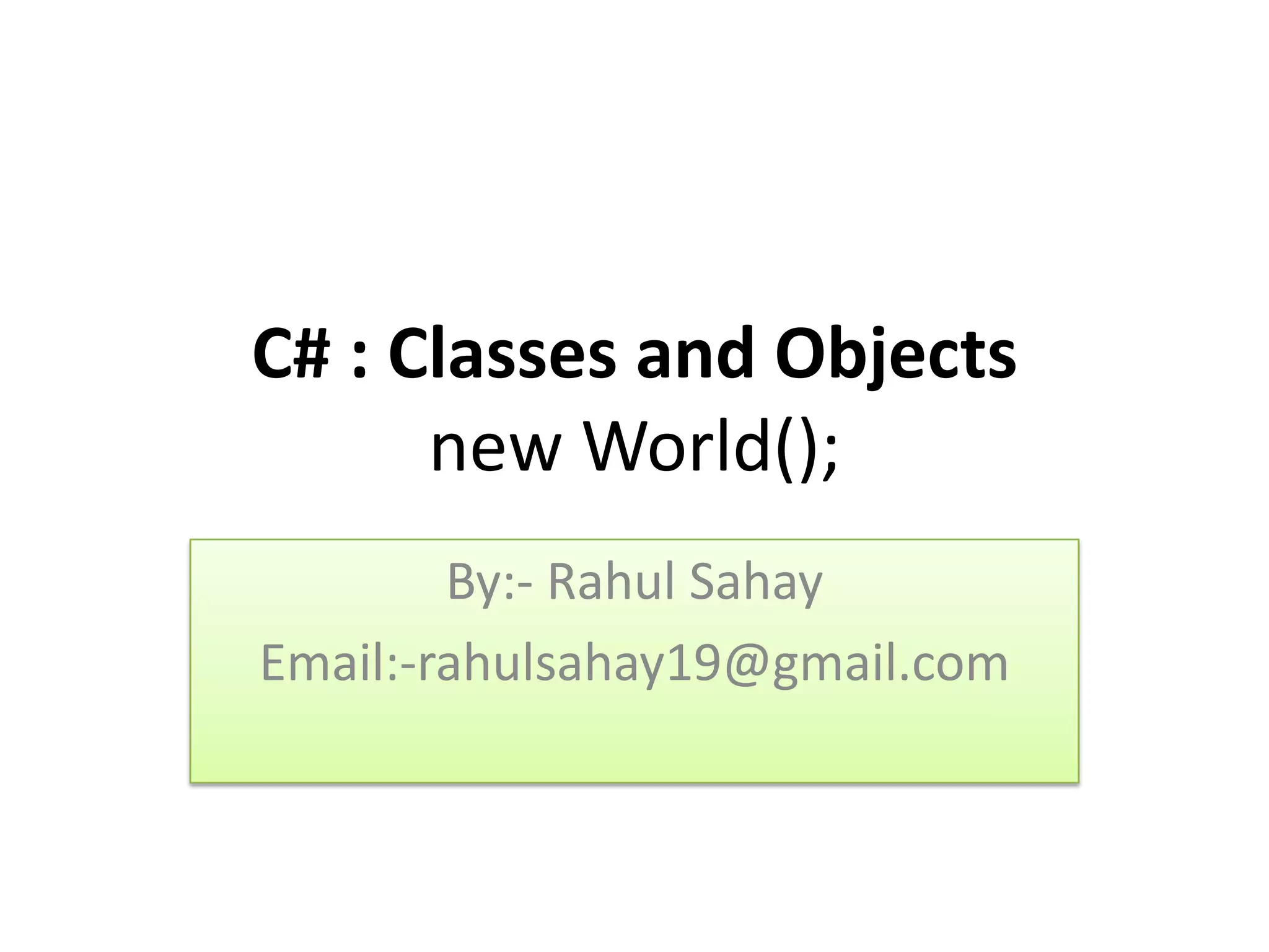 Classes And Objects | PPTX