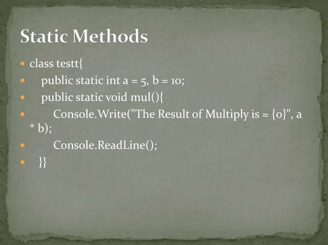 Classes and Objects in C# | PPTX