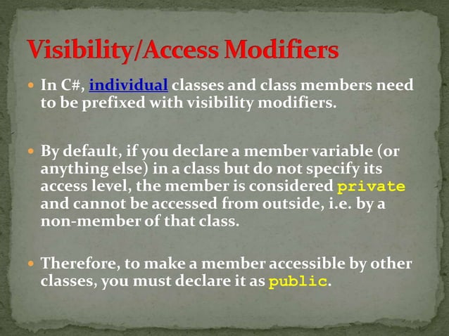 Classes and Objects in C# | PPTX