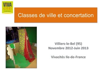 Classes de ville et concertation
Villiers-le-Bel (95)
Novembre 2012-Juin 2013
Vivacités Ile-de-France
 