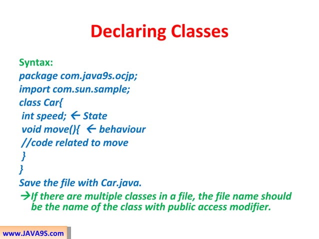 Java Classes methods and inheritance | PPT