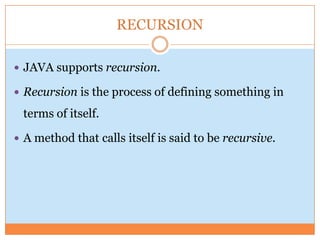 Classes, objects in JAVA | PPT