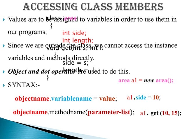 Classes, objects in JAVA