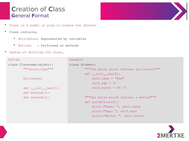 Python programming classes objects