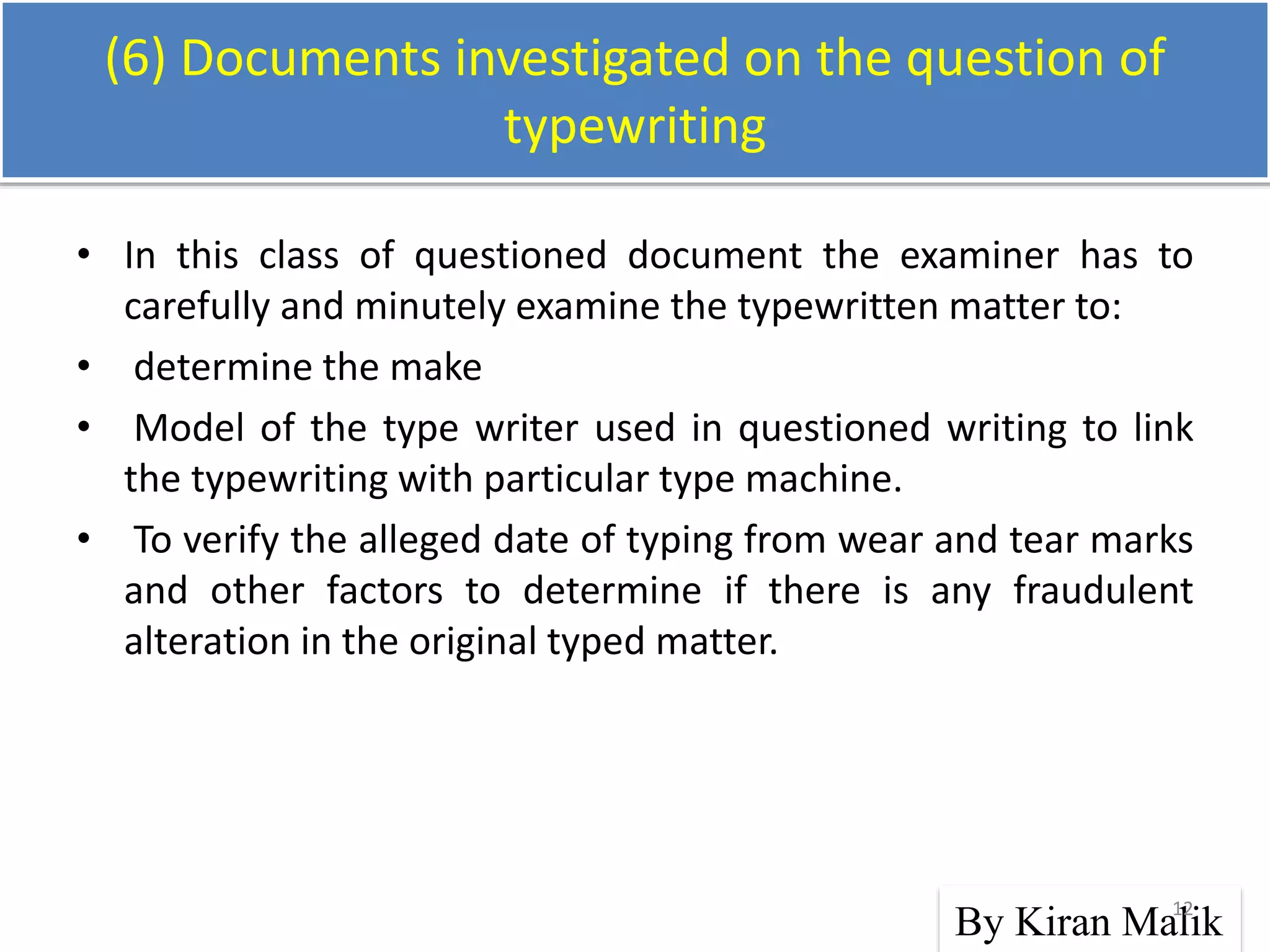 Classes of questioned documents PPT