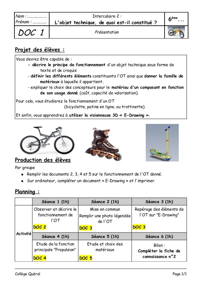 controle technologie 6eme