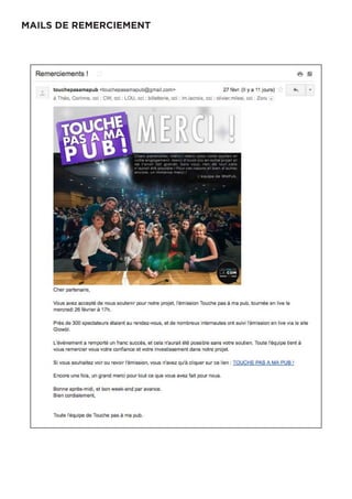 MAILS DE REMERCIEMENT
 