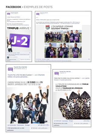 FACEBOOK - EXEMPLES DE POSTS
 