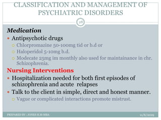 CLASSIFICATION & MANAGEMENT OF PSYCHIATRIC DISORDERS | PPTX