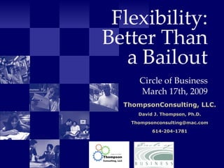 Flexibility: Better Than a Bailout   Circle of Business March 17th, 2009 ThompsonConsulting, LLC. David J. Thompson, Ph.D. [email_address] 614-204-1781 