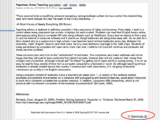 Bb Blog Response Reprinted with permission from S.v. Heeter’s 2008 Spring-ED 617.W1 course site 