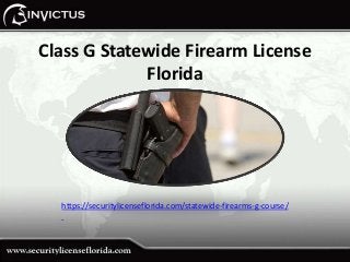 Class G Statewide Firearm License
Florida
https://securitylicenseflorida.com/statewide-firearms-g-course/
 