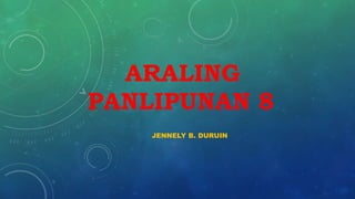 ARALING
PANLIPUNAN 8
JENNELY B. DURUIN
 