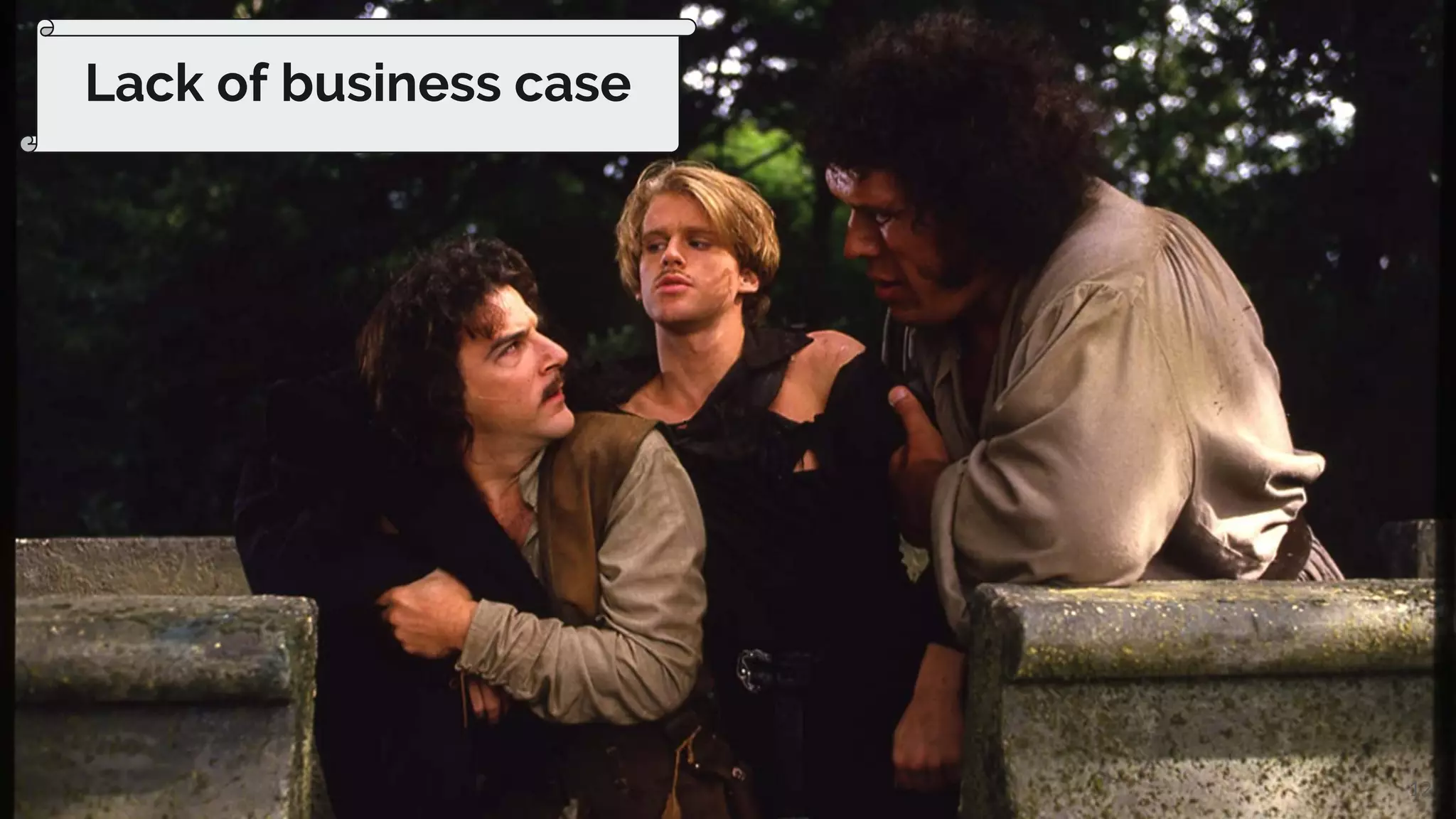 12
Lack of business case
 