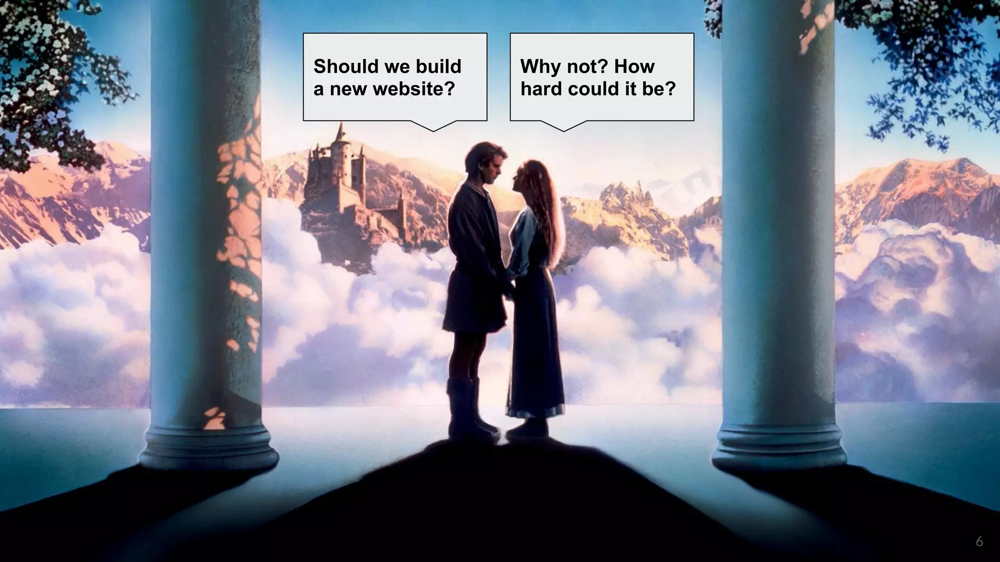 6
Why not? How
hard could it be?
Should we build
a new website?
 