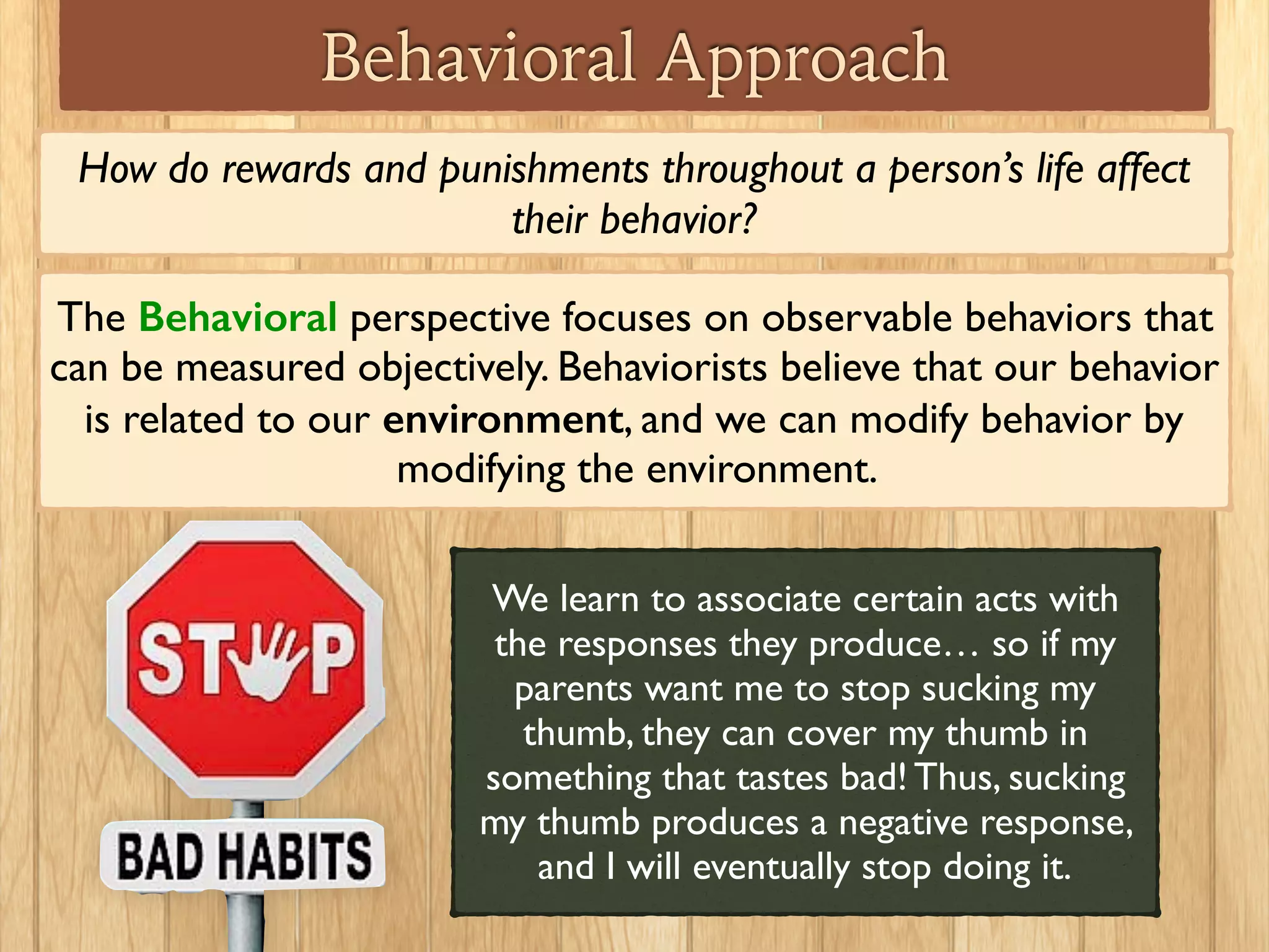 How do we learn behavior?
Learning: a relatively permanent change in behavior
brought about by experience.
Remember the nature vs.
nurture debate? Learning is
what results from nurturing.
During this unit, just remember that
behavior is not 100% the result of
nurture. For example, you might get
better at soccer as you grow older not
only because you have learned to
improve your skills, but also because your
body is becoming physically stronger.
 