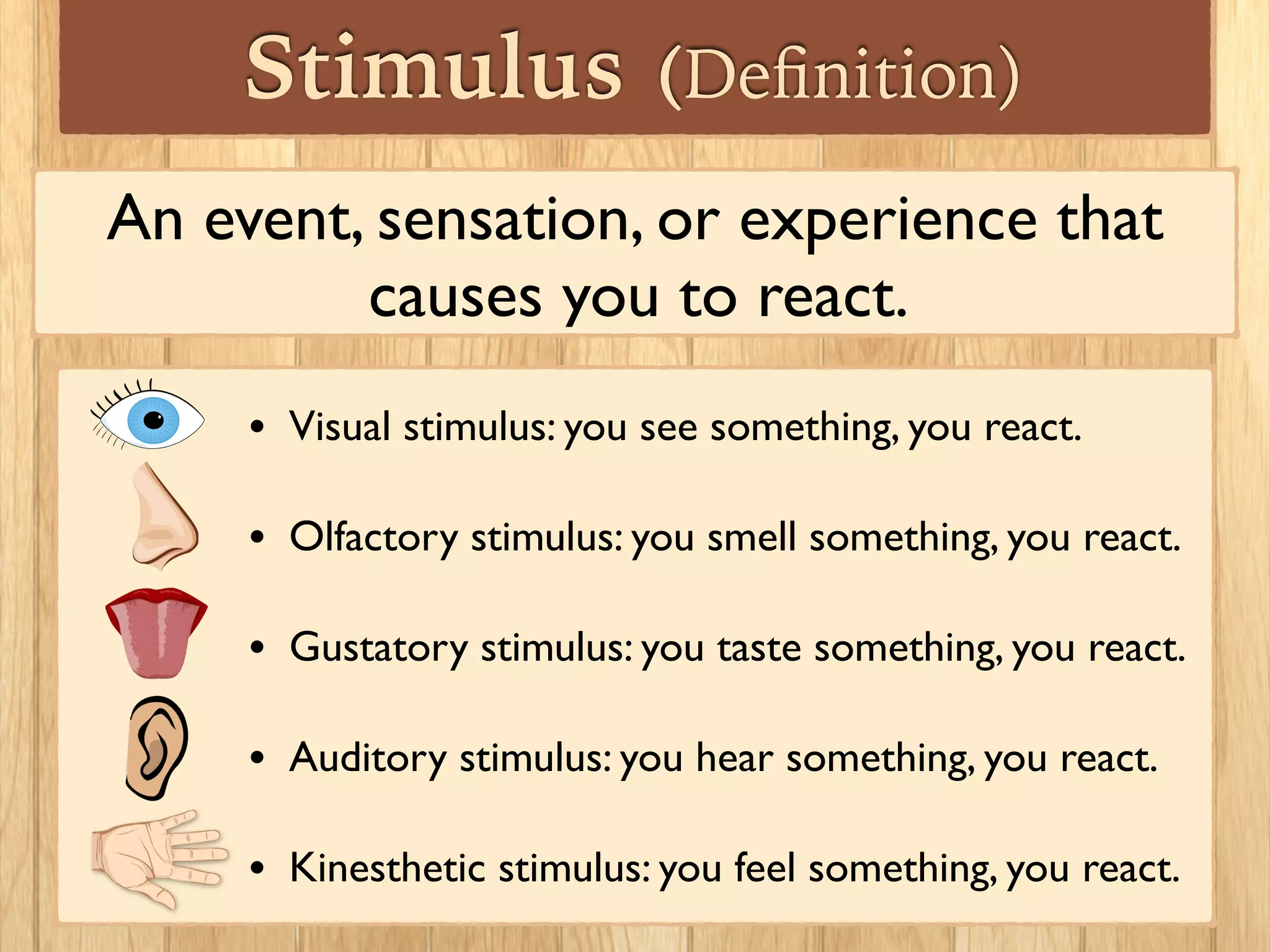 Classical Conditioning
A type of learning in which a neutral stimulus comes
to bring about a response after it is paired with a
stimulus that naturally brings that response.
Neutral Stimulus:
This stimulus does not
naturally cause the subject
to respond in a certain way.
Unconditioned Stimulus:
A stimulus that naturally (no
learning involved) causes a
particular response.
 