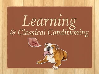 Learning
& Classical Conditioning
 
