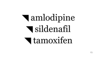 ◥ amlodipine
◥ sildenafil
◥ tamoxifen
4b
 