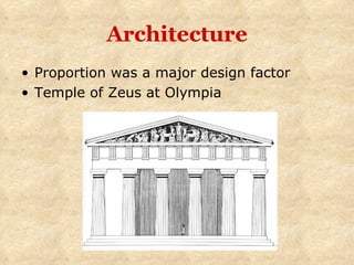 Architecture Proportion was a major design factor Temple of Zeus at Olympia 