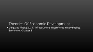 Theories Of Economic Development
• Dang and Pheng 2015 , Infrastructure Investments in Developing
Economies Chapter 2
 
