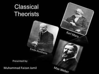 Classical
Theorists
Presented by:
Muhammad Faizan Jamil
 