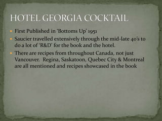 Classic Canadian Cocktails Seminar