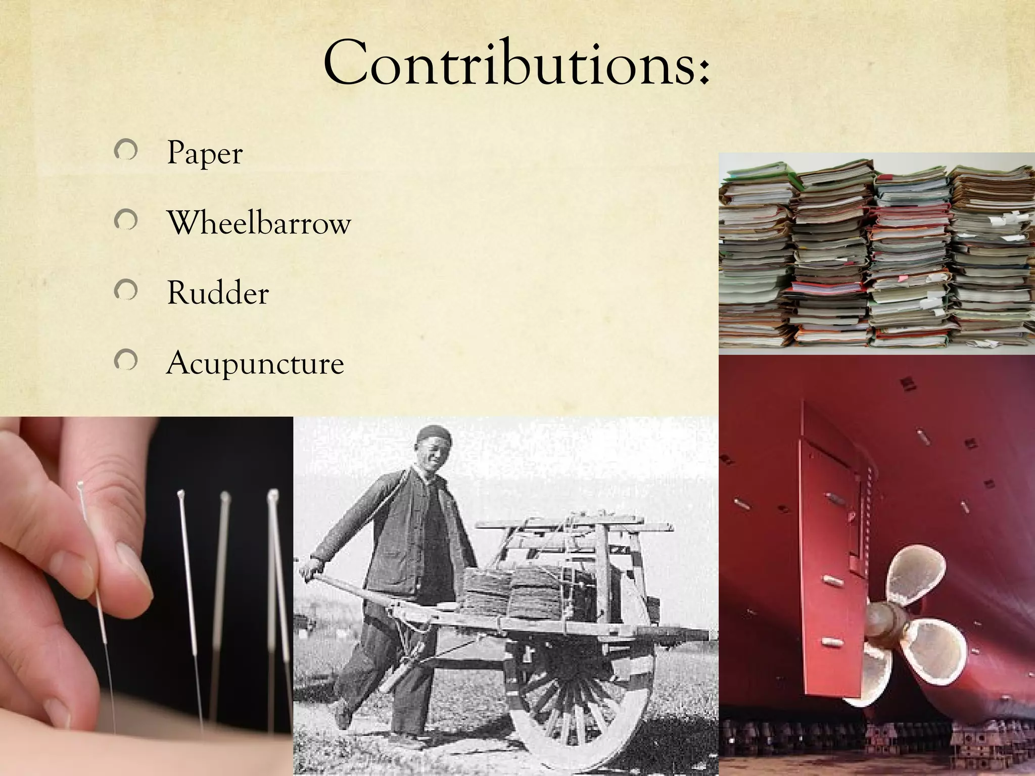 Contributions:
Paper

Wheelbarrow

Rudder

Acupuncture
 