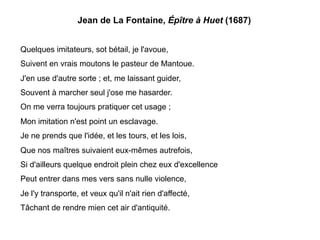  
Cadre	
  spa@o-­‐
temporel	
  
	
  
Personnages	
  
	
  
Langue	
  
	
  
Structure	
  
	
  
Finalité	
  
Jean	
  de	
  La	
  
Fontaine	
  
	
  
“Le	
  Pouvoir	
  
des	
  Fables”	
  
Charles	
  
Perrault	
  
	
  
“Le	
  Pe:t	
  
Poucet”	
  
 
