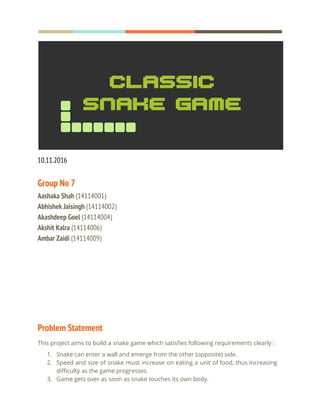 Build a snake game