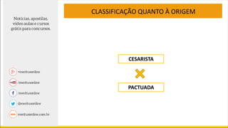 CLASSIFICAÇÃO QUANTO À ORIGEM
CESARISTA
PACTUADA
 
