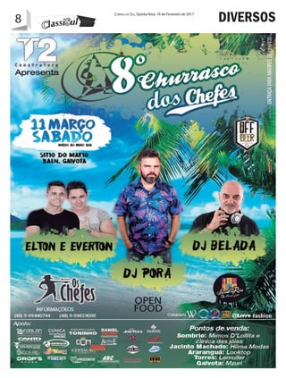 8 Correio do Sul, Quinta-feira, 16 de Fevereiro de 2017
8 DIVERSOS
 
