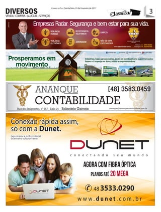 3Correio do Sul, Quinta-feira, 23 de Fevereiro de 2017
3VENDA-COMPRA-ALUGUEL-SERVIÇOS
DIVERSOS
 