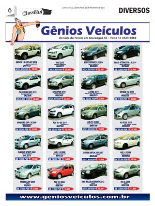 6 Correio do Sul, Quinta-feira, 23 de Fevereiro de 2017
6 DIVERSOS
 