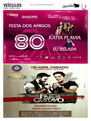 5Correio do Sul, Quinta-feira, 30 de Março de 2017
5VENDA-COMPRA-TROCA
VEÍCULOS
 