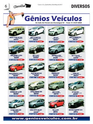 6 Correio do Sul, Quinta-feira, 30 de Março de 2017
6 DIVERSOS
 