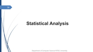 Statistical Analysis
Department of Computer Science HITEC University
39
 