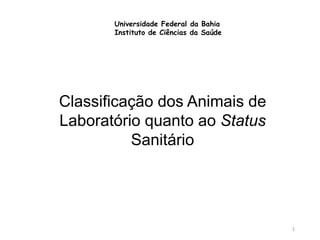 Universidade Federal da Bahia
Instituto de Ciências da Saúde
Classificação dos Animais de
Laboratório quanto ao Status
Sanitário
1
 