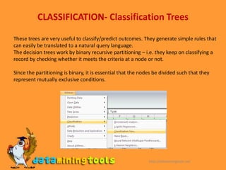 Excel Tree Classification XL Miner: Classification | PPTX