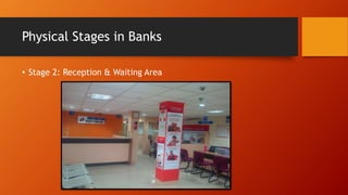 Physical Stages in Banks
• Stage 2: Reception & Waiting Area
 