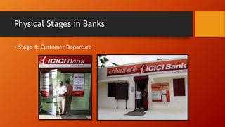 Physical Stages in Banks
• Stage 4: Customer Departure
 