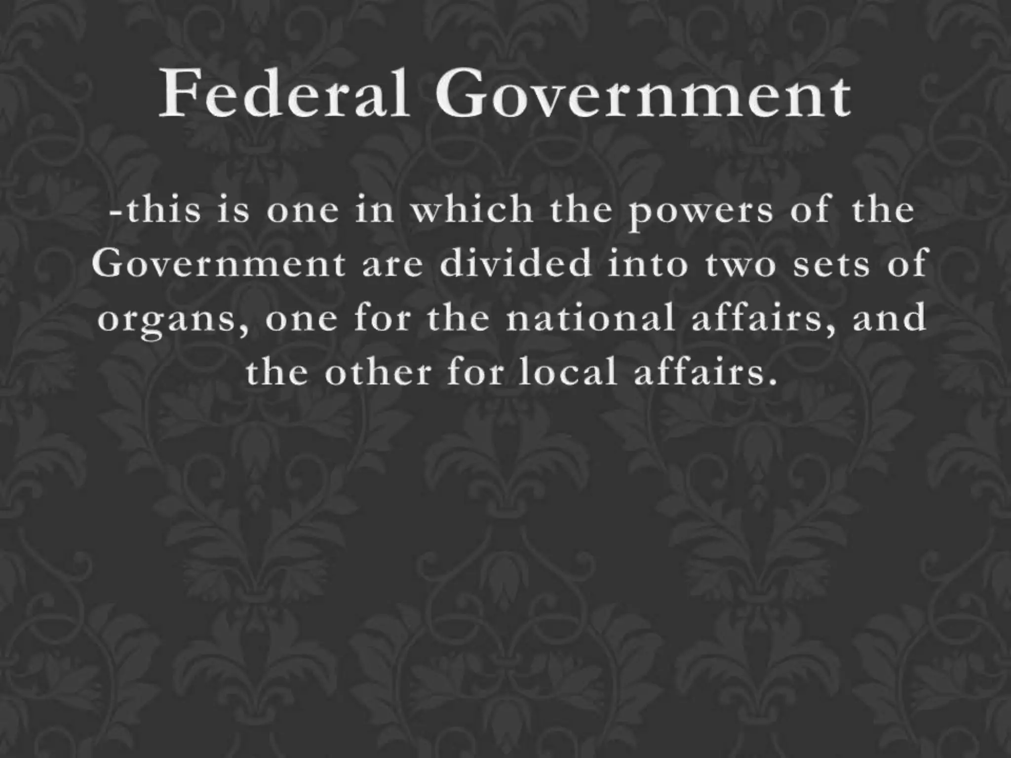 Classification of the government