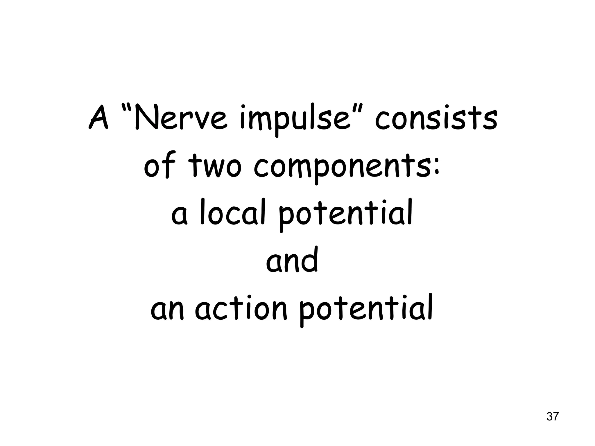 A “Nerve impulse” consists
of two components:
a local potential
and
an action potential
37
 