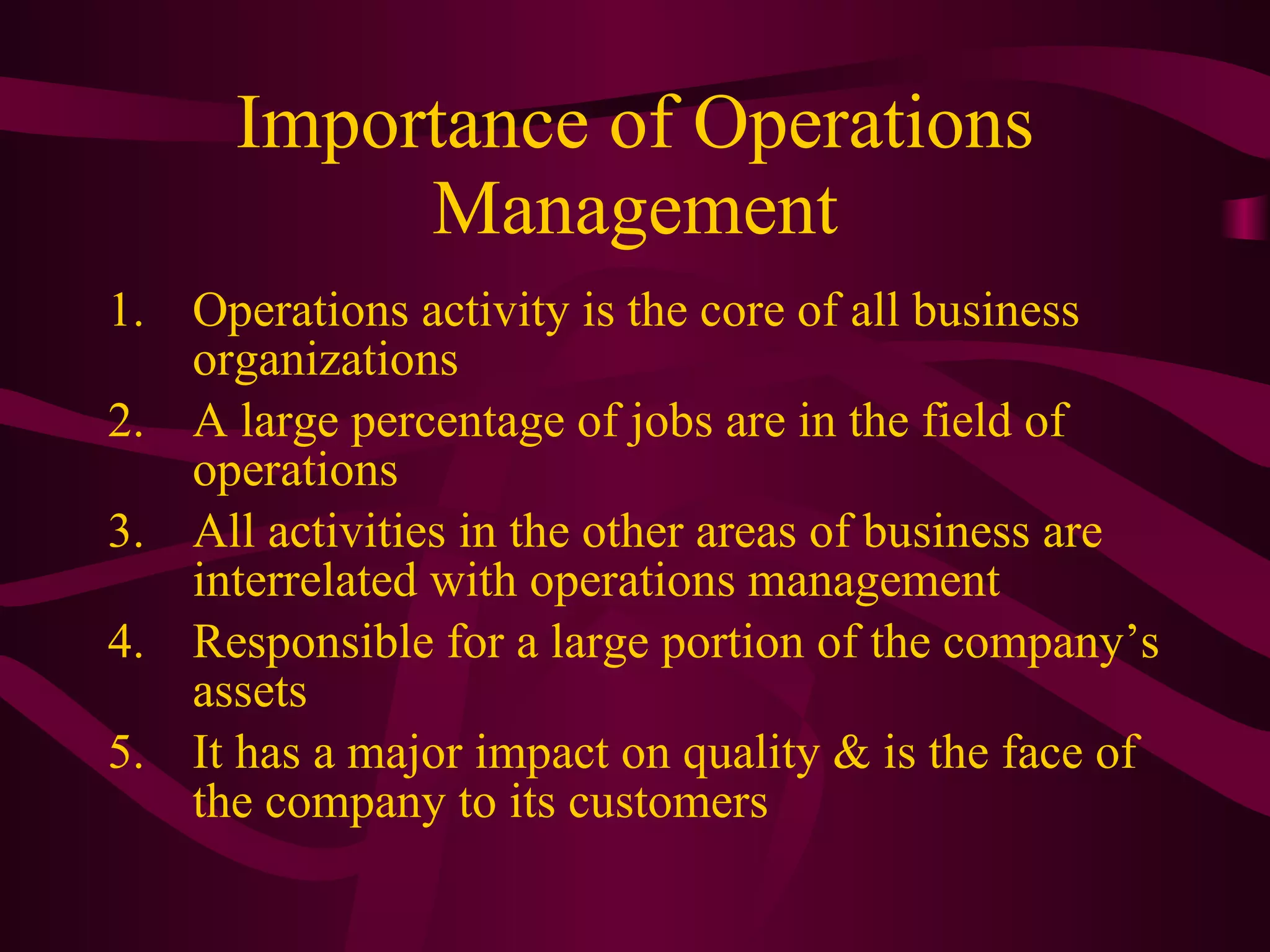 Classification And Purpose Of Production And Operations Management 2324 ...