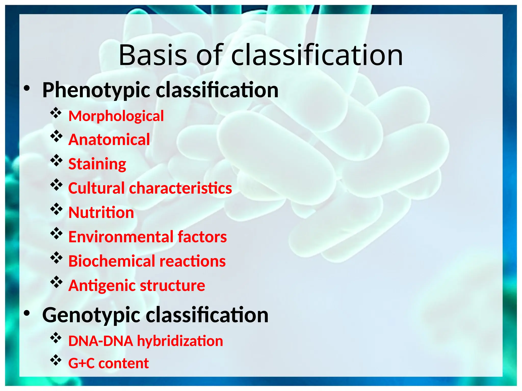 classification and nomenclature of bacteria, viruses, fungi and ...