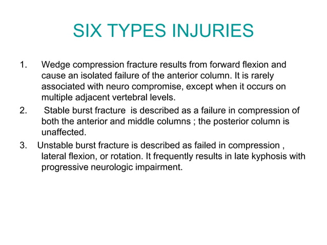 Fracture Rate Classification Classification and treament fracture of the spine | PPT