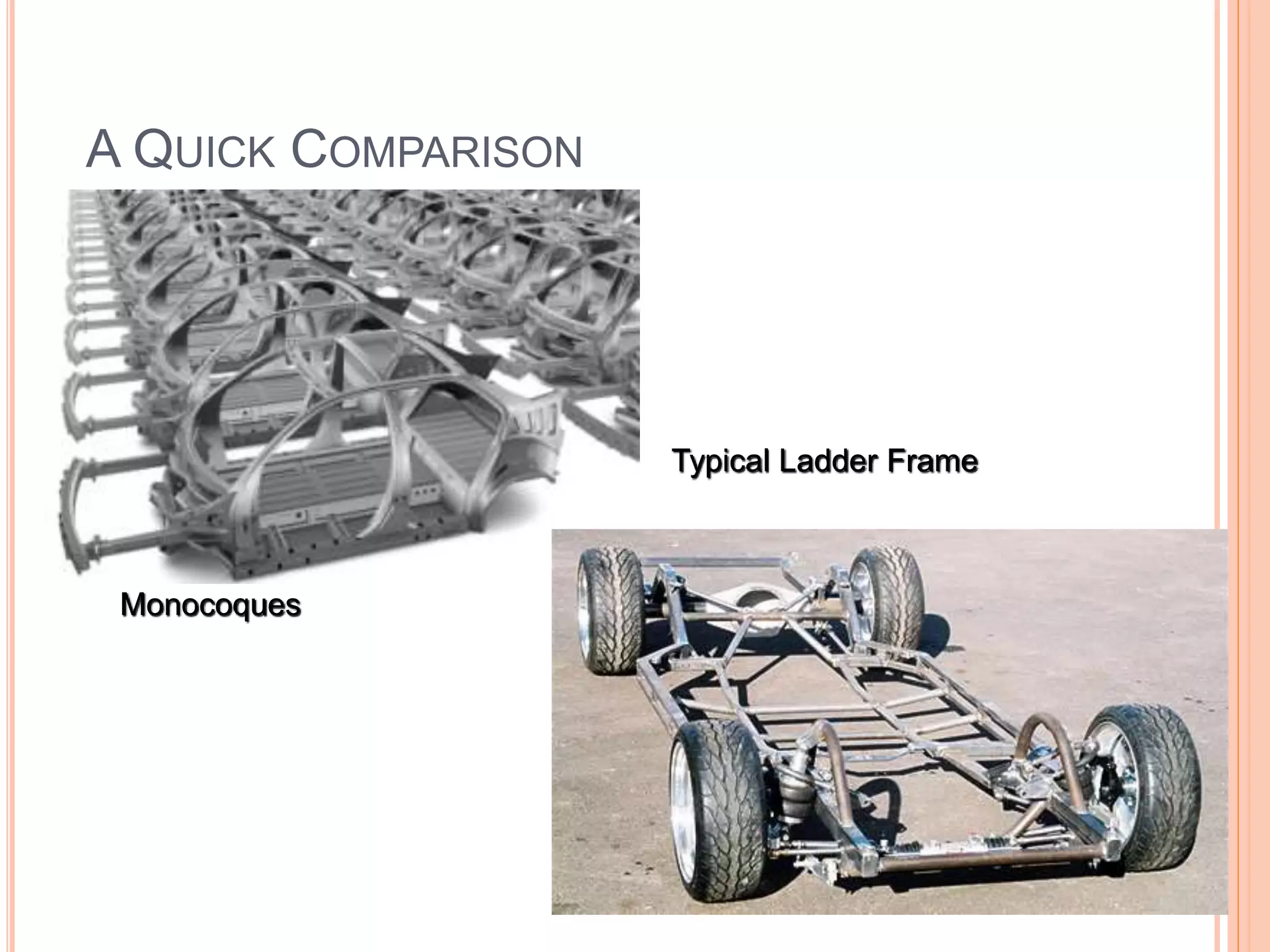 A QUICK COMPARISON
Monocoques
Typical Ladder Frame
 