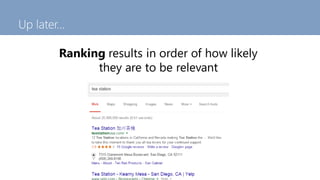 Up later…
Ranking results in order of how likely
they are to be relevant
 