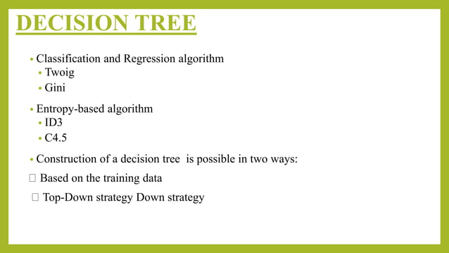 Classification decision tree