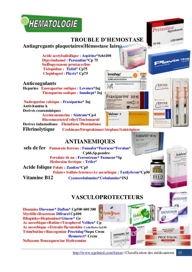Classification des médicaments (1) Classification des médicaments (1)